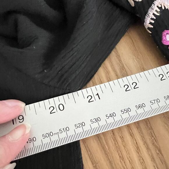 MISA LA x Anthropologie Dress Womens Medium Black Pink Embroidered Maxi Boho - Picture 8 of 16